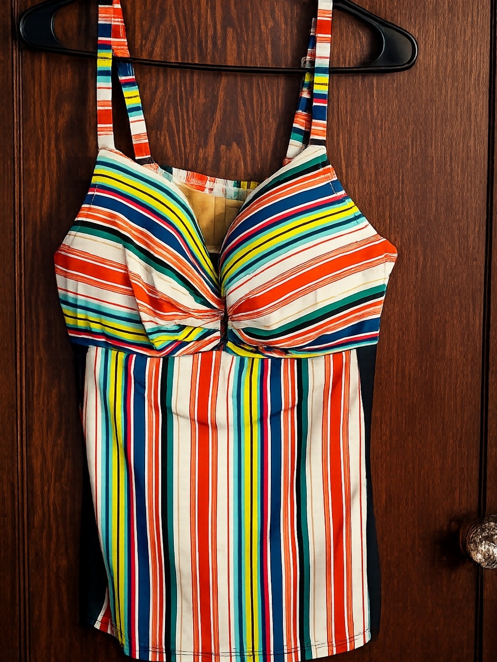 SWIM by Cacique Multicolor Striped Swim Top